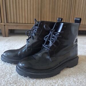 & Other Stories Black Leather Lace Up Boots